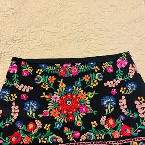 Zara Black and Pink Embellished Mini Skirt Resort Wear